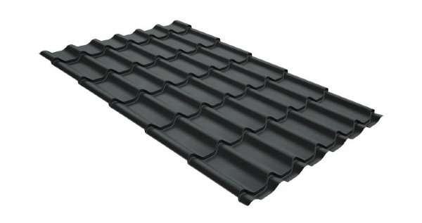 Металлочерепица классик GL 0,5 GreenCoat Pural Matt RR 23 темно-серый (RAL 7024 мокрый асфальт) купить в Анапе