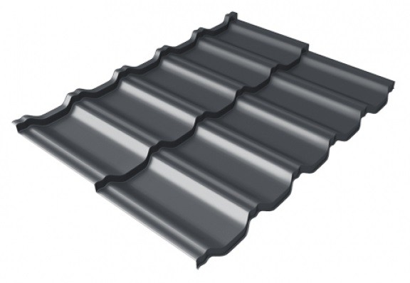 Металлочерепица модульная Квинта Uno Grand Line c 3D резом 0,5 Satin Мatt RAL 7024 мокрый асфальт купить в Анапе