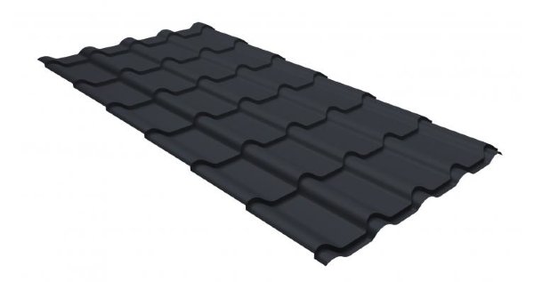Металлочерепица камея GL 0,5 GreenCoat Pural RR 23 темно-серый (RAL 7024 мокрый асфальт) купить в Анапе