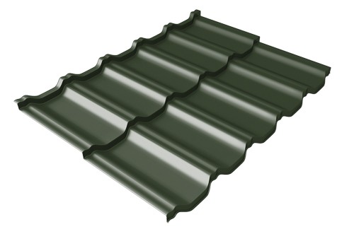 Металлочерепица модульная Квинта Uno Grand Line c 3D резом 0,5 GreenСoat Pural RR 11 темно-зеленый (RAL 6020 хромовая зелень) купить в Анапе