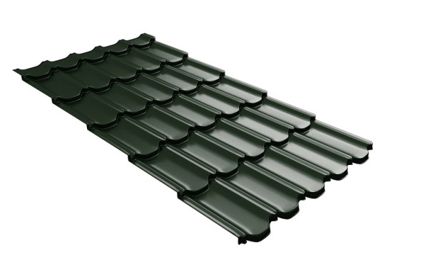 Металлочерепица квинта плюс с 3D резом 0,5 GreenСoat Pural RR 11 темно-зеленый (RAL 6020 хромовая зелень) купить в Анапе