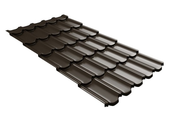 Металлочерепица квинта плюс с 3D резом 0,5 GreenСoat Pural RR 32 темно-коричневый (RAL 8019 серо-коричневый) купить в Анапе