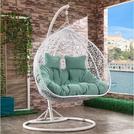 Кресло Подвесное из искусственного ротанга AFM-109A White/Green купить в Анапе