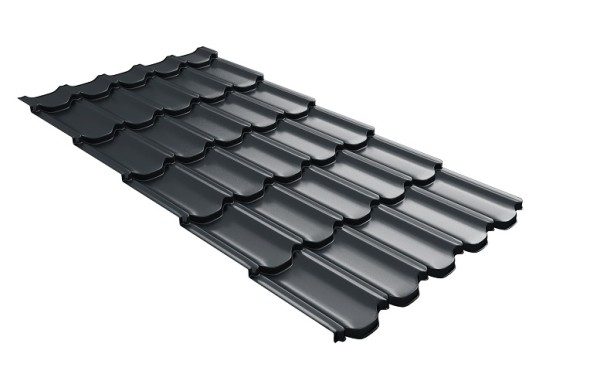 Металлочерепица квинта плюс с 3D резом 0,5 Satin RAL 7016 антрацитово-серый купить в Анапе