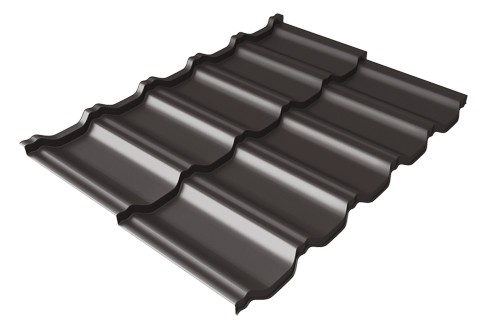 Металлочерепица модульная Квинта Uno Grand Line c 3D резом 0,5 Satin RR 32 темно-коричневый купить в Анапе