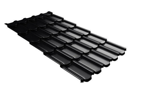 Металлочерепица квинта плюс с 3D резом 0,5 Satin Мatt RAL 9005 черный купить в Анапе