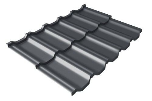Металлочерепица модульная Квинта Uno Grand Line c 3D резом 0,5 Velur RAL 7024 мокрый асфальт купить в Анапе