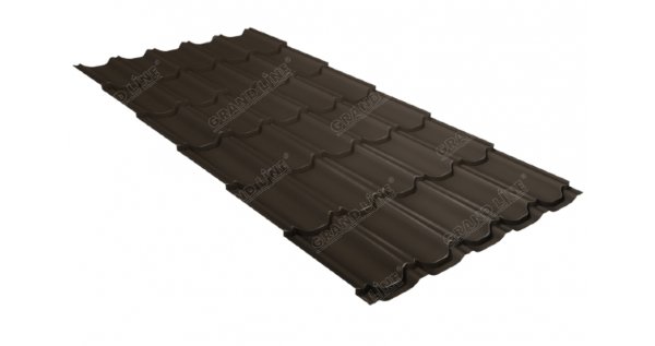 Металлочерепица квинта плюс 0,5 GreenCoat Pural Matt RR 32 темно-коричневый (RAL 8019 серо-коричневый) купить в Анапе